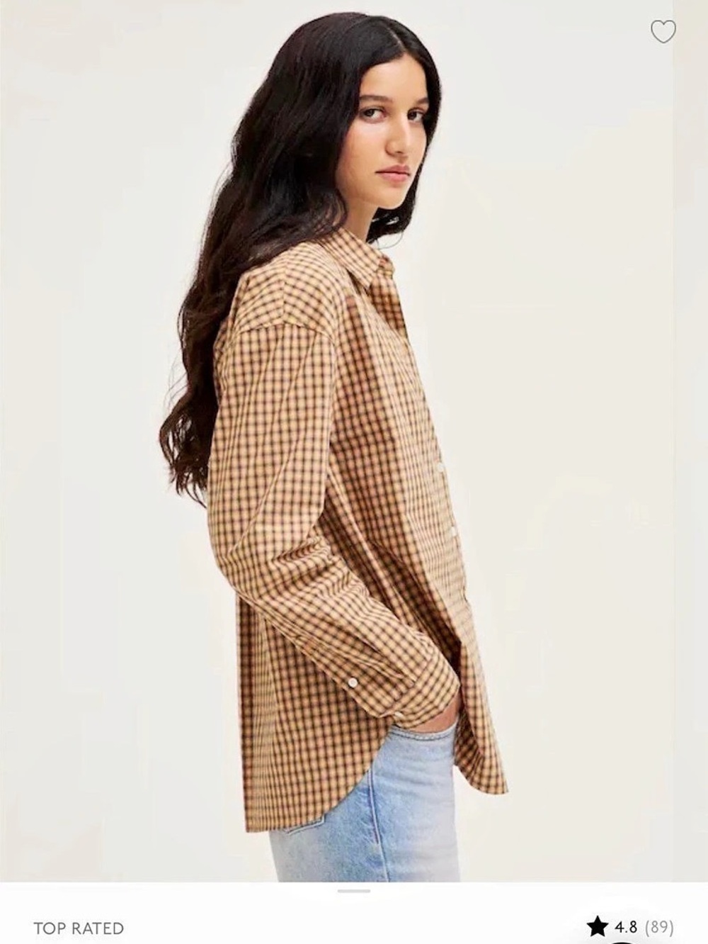 NWT Madewell The Easy Shirt in Poplin Checkered Button Down Shirt in Brown & Whi